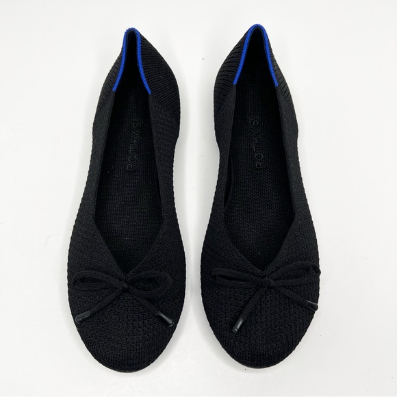 Rothy's The Flat Noir Mesh Textile Bows Black Classic Ballet Size 9 - Picture 3 of 13